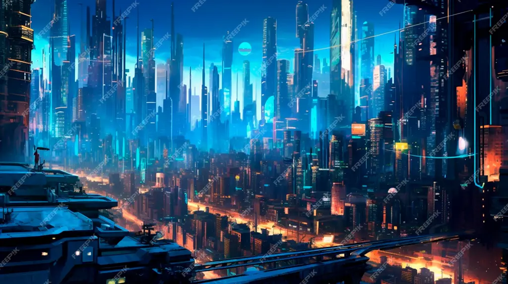 Penggambaran kota masa depan dalam Beatless Kota futuristik dalam anime Beatless