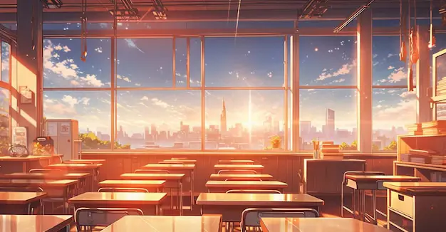 Suasana mencekam di dalam kelas 3-3 Adegan kelas di anime Another